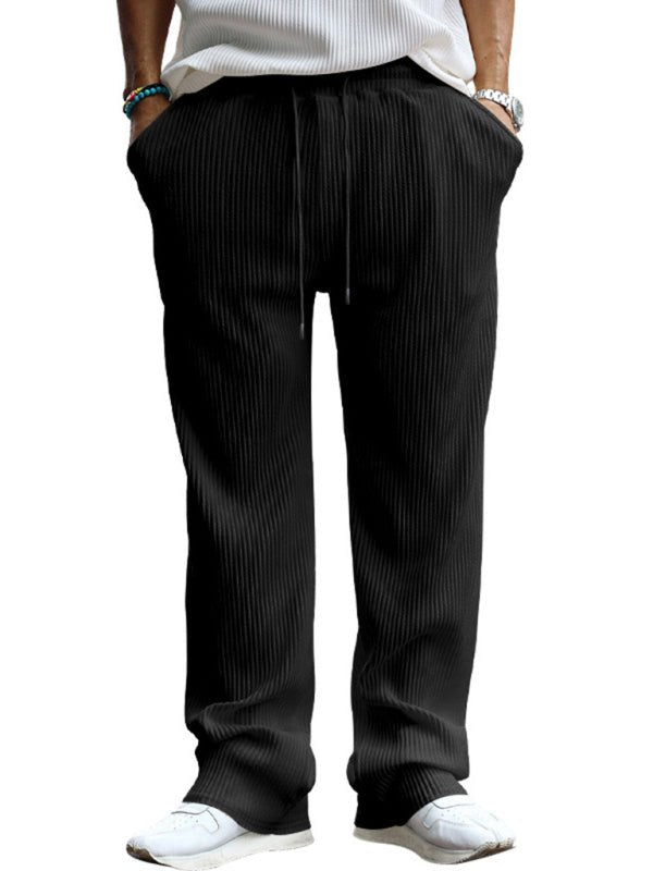 Men's casual trousers, loose straight trousers, drapey striped high - waisted wide - leg trousers - Purcell's Clothing Company - 