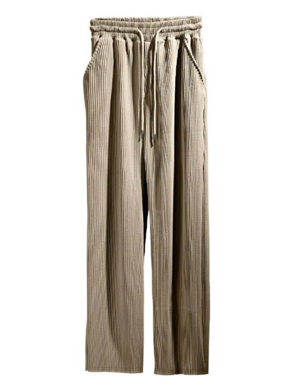 Men's casual trousers, loose straight trousers, drapey striped high - waisted wide - leg trousers - Purcell's Clothing Company - 