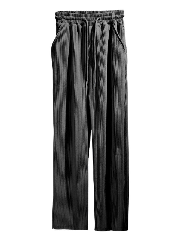 Men's casual trousers, loose straight trousers, drapey striped high - waisted wide - leg trousers - Purcell's Clothing Company - 