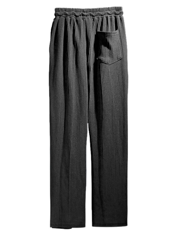 Men's casual trousers, loose straight trousers, drapey striped high - waisted wide - leg trousers - Purcell's Clothing Company - 