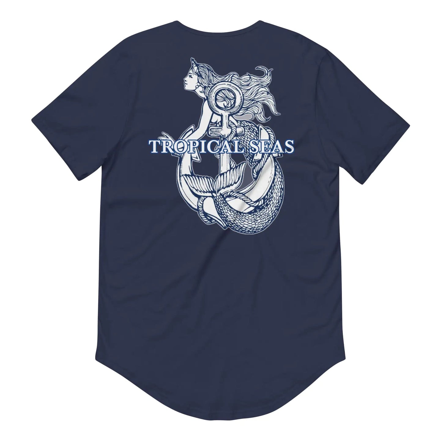 Men's Curved Hem Ancient Mermaid Anchor T-Shirt - Purcell's Clothing Company - 