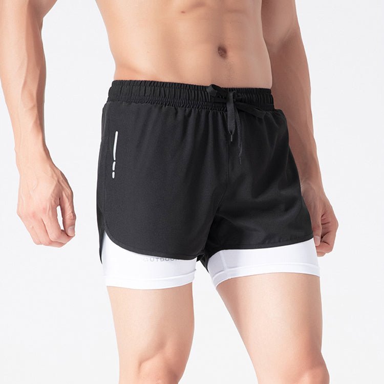 Men's Drawstring Sports Shorts Double Layer Quick Dry High Elasticity Activewear Pants - Purcell's Clothing Company - 0