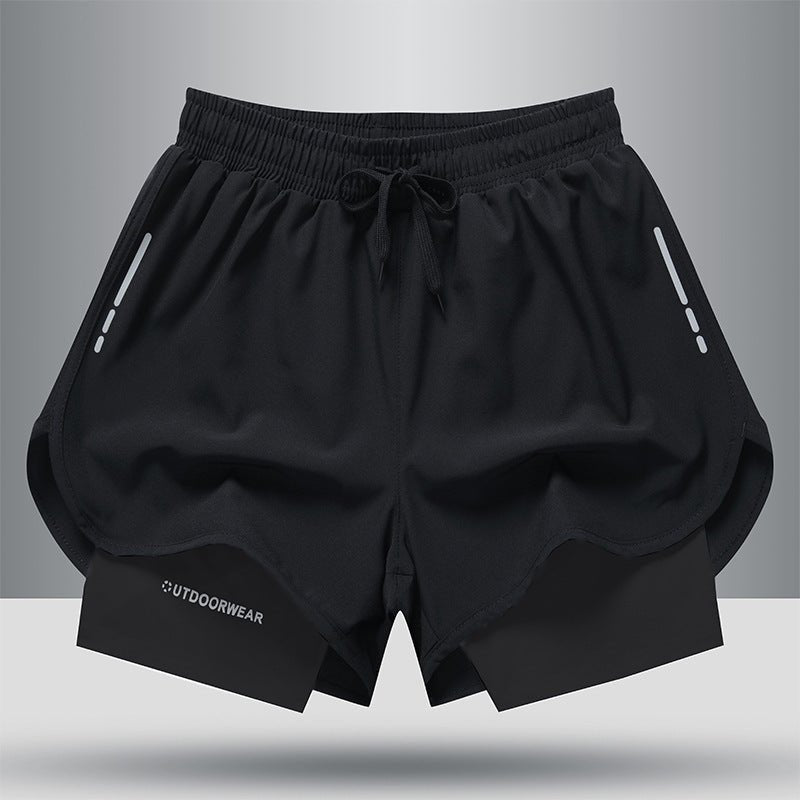 Men's Drawstring Sports Shorts Double Layer Quick Dry High Elasticity Activewear Pants - Purcell's Clothing Company - 0