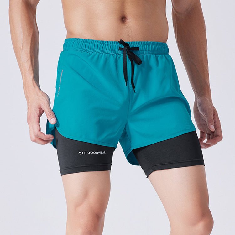 Men's Drawstring Sports Shorts Double Layer Quick Dry High Elasticity Activewear Pants - Purcell's Clothing Company - 0