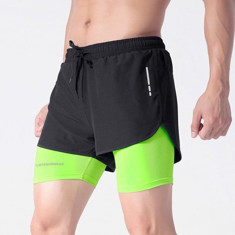 Men's Drawstring Sports Shorts Double Layer Quick Dry High Elasticity Activewear Pants - Purcell's Clothing Company - 0