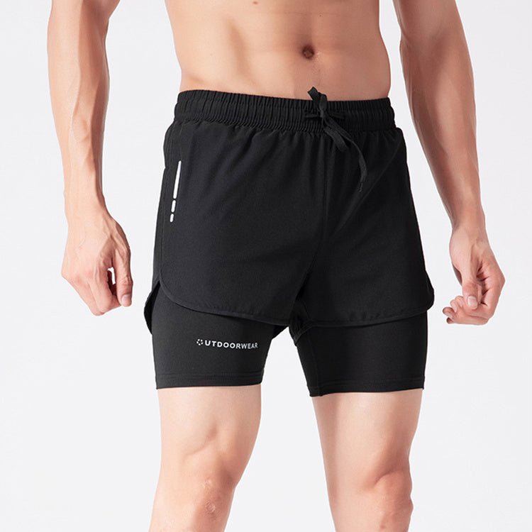 Men's Drawstring Sports Shorts Double Layer Quick Dry High Elasticity Activewear Pants - Purcell's Clothing Company - 0