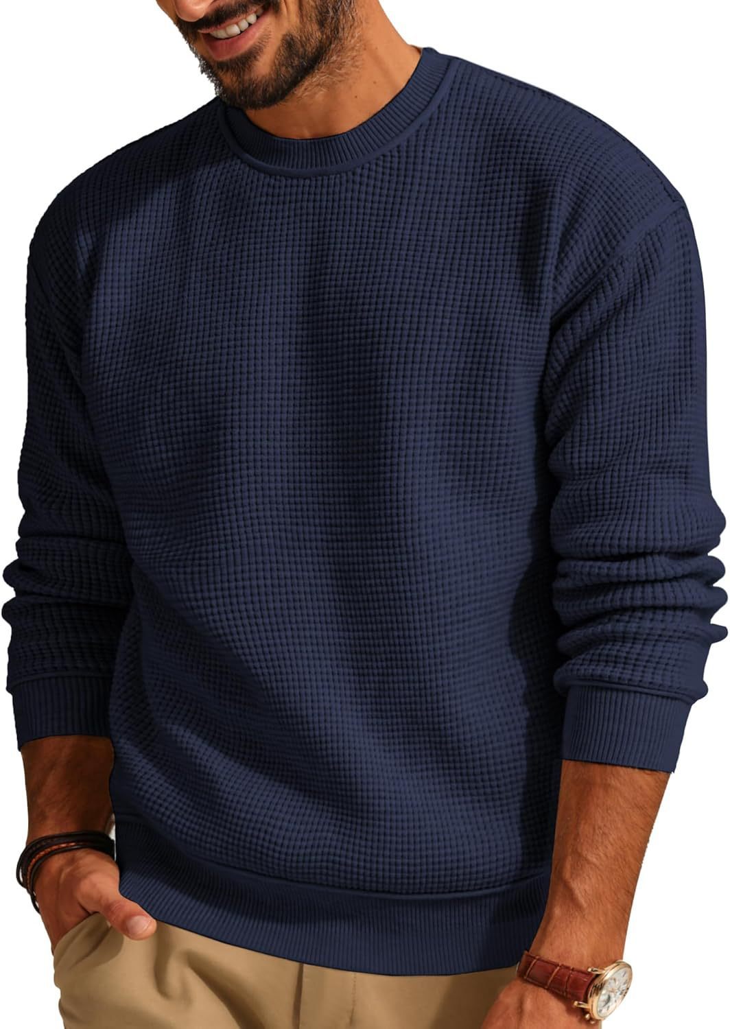 Men's Fashion Solid Color Waffle Casual - Purcell's Clothing Company - 0