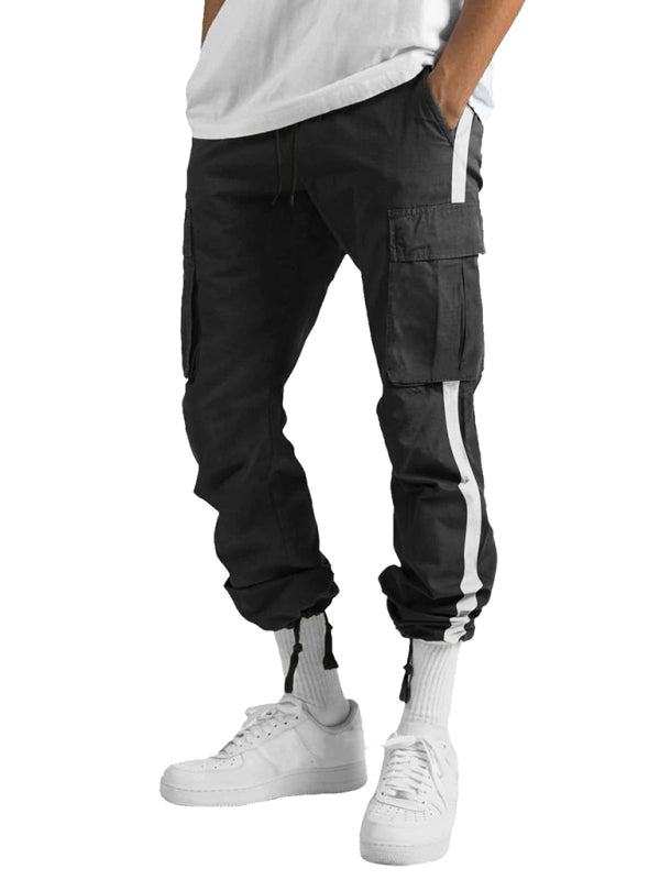 Men's new fashionable casual drawstring pockets color - blocked overalls trousers - Purcell's Clothing Company - 