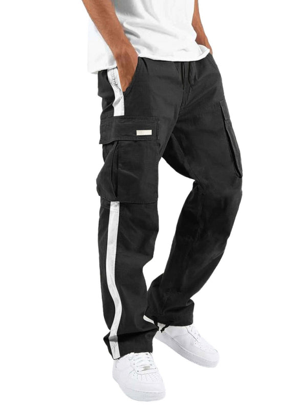 Men's new fashionable casual drawstring pockets color - blocked overalls trousers - Purcell's Clothing Company - 