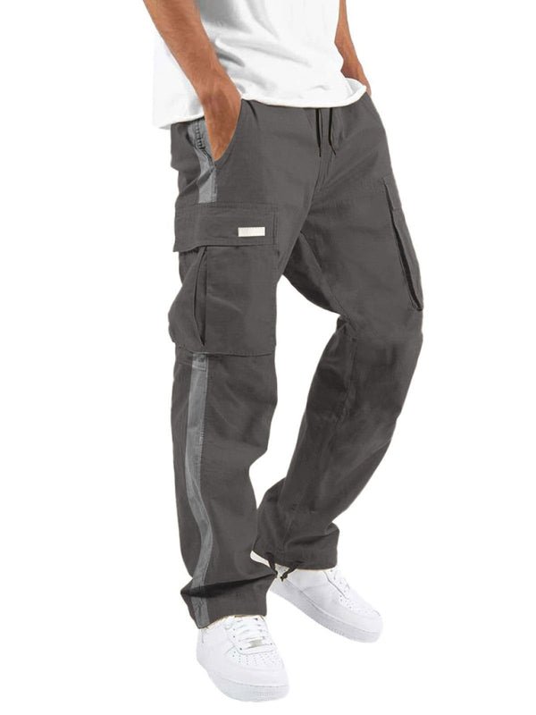 Men's new fashionable casual drawstring pockets color - blocked overalls trousers - Purcell's Clothing Company - 