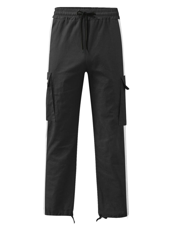 Men's new fashionable casual drawstring pockets color - blocked overalls trousers - Purcell's Clothing Company - 