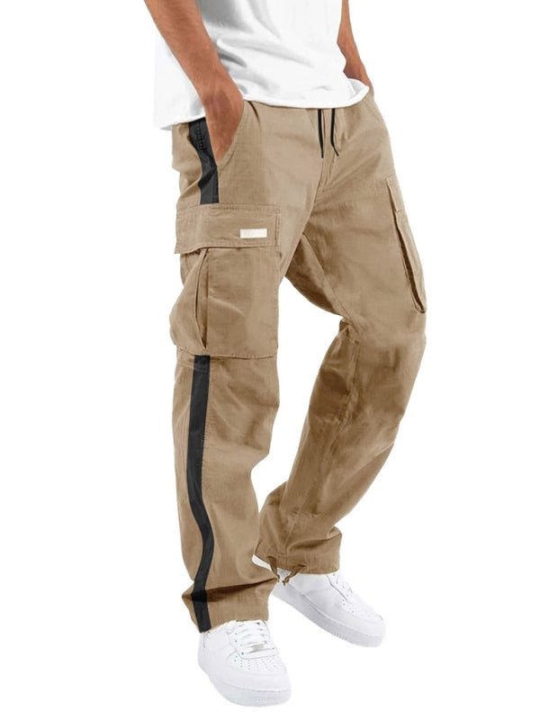 Men's new fashionable casual drawstring pockets color - blocked overalls trousers - Purcell's Clothing Company - 