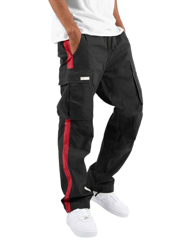 Men's new fashionable casual drawstring pockets color - blocked overalls trousers - Purcell's Clothing Company - 