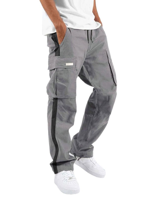 Men's new fashionable casual drawstring pockets color - blocked overalls trousers - Purcell's Clothing Company - 