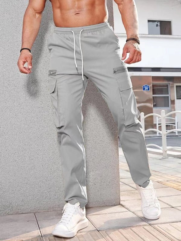 Men's new fashionable casual sports zipper decorative overalls - Purcell's Clothing Company - 