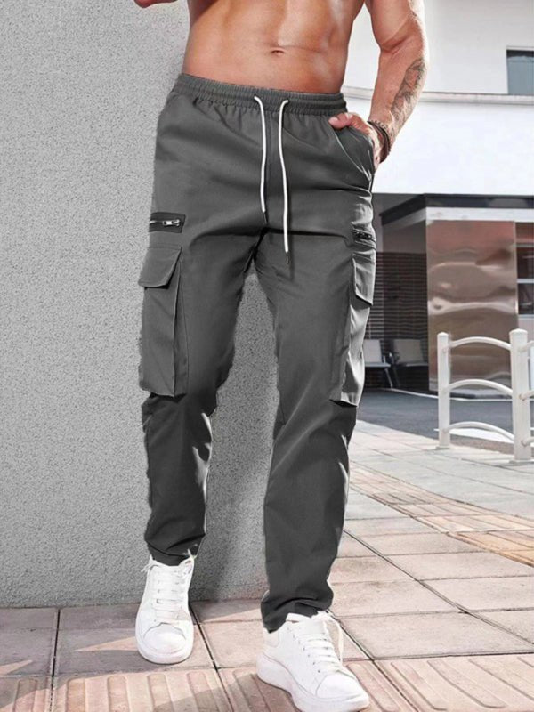 Men's new fashionable casual sports zipper decorative overalls - Purcell's Clothing Company - 