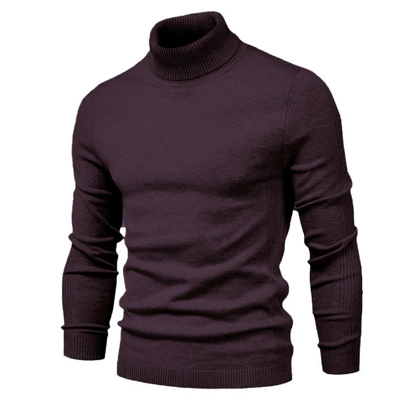 Men's Solid Color Slim Pullover Turtleneck Sweater Winter Casual Tops Clothing - Purcell's Clothing Company - 0