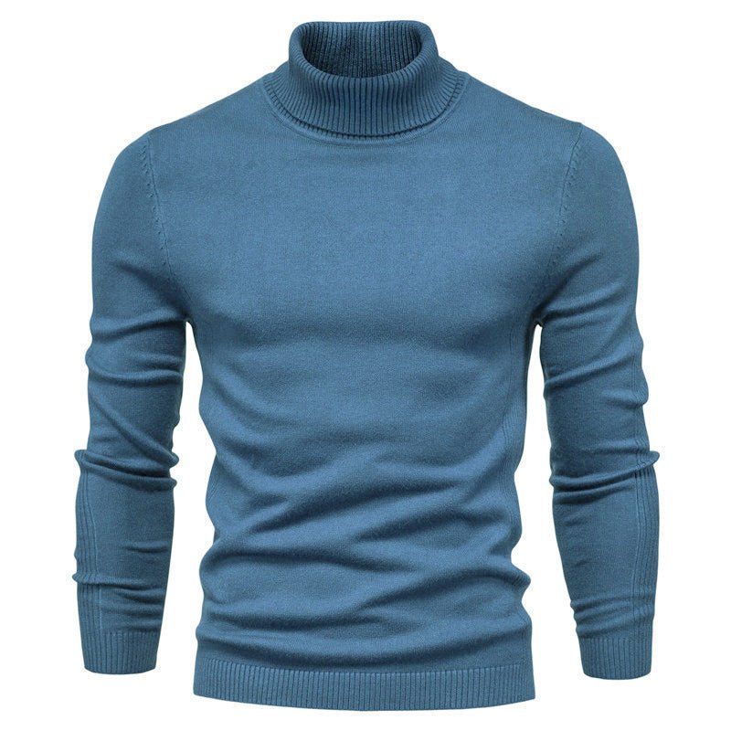 Men's Solid Color Slim Pullover Turtleneck Sweater Winter Casual Tops Clothing - Purcell's Clothing Company - 0