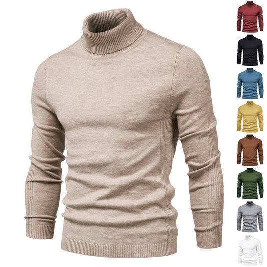 Men's Solid Color Slim Pullover Turtleneck Sweater Winter Casual Tops Clothing - Purcell's Clothing Company - 0