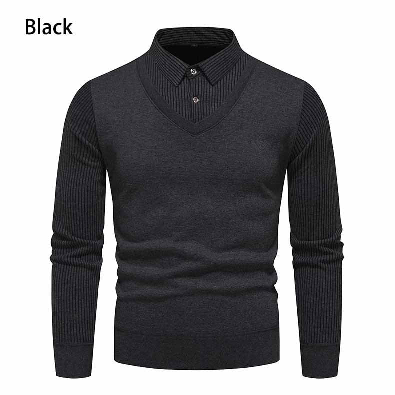 Men's Undershirt Slim Fit Fleece - lined Fake Two Pieces Sweaters - Purcell's Clothing Company - 0