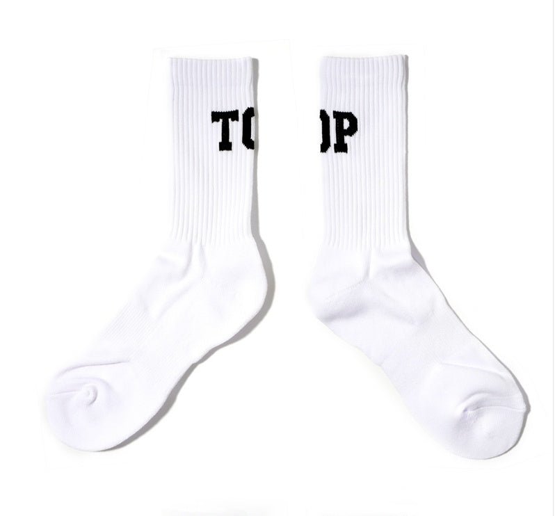 Men's white and black TOP plain sports socks - Purcell's Clothing Company - 0