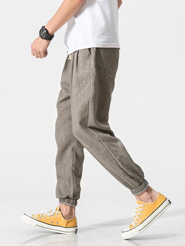 Men's woven cotton and linen casual harem trousers - Purcell's Clothing Company - 