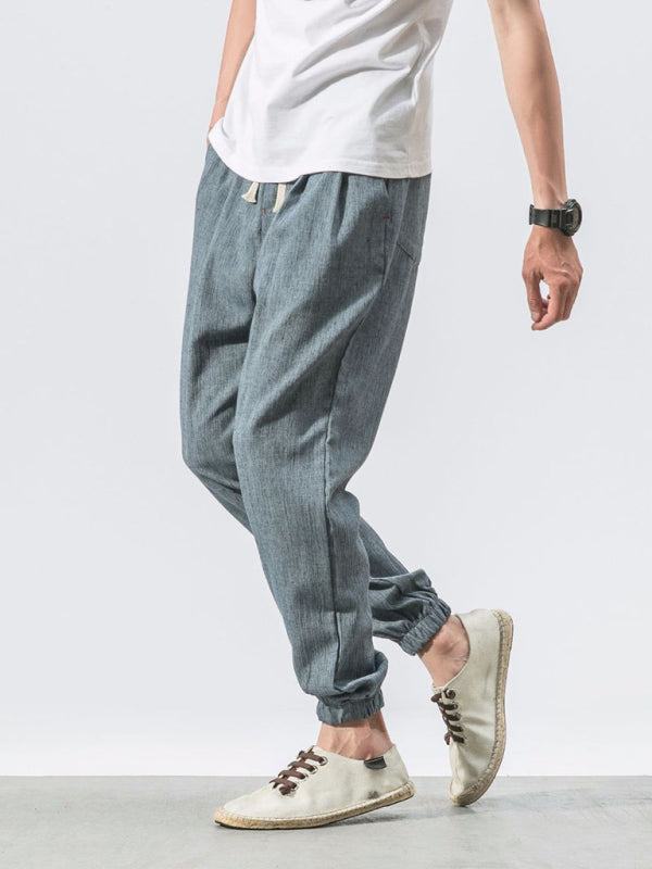 Men's woven cotton and linen casual harem trousers - Purcell's Clothing Company - 