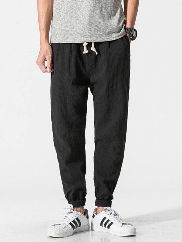 Men's woven cotton and linen casual harem trousers - Purcell's Clothing Company - 