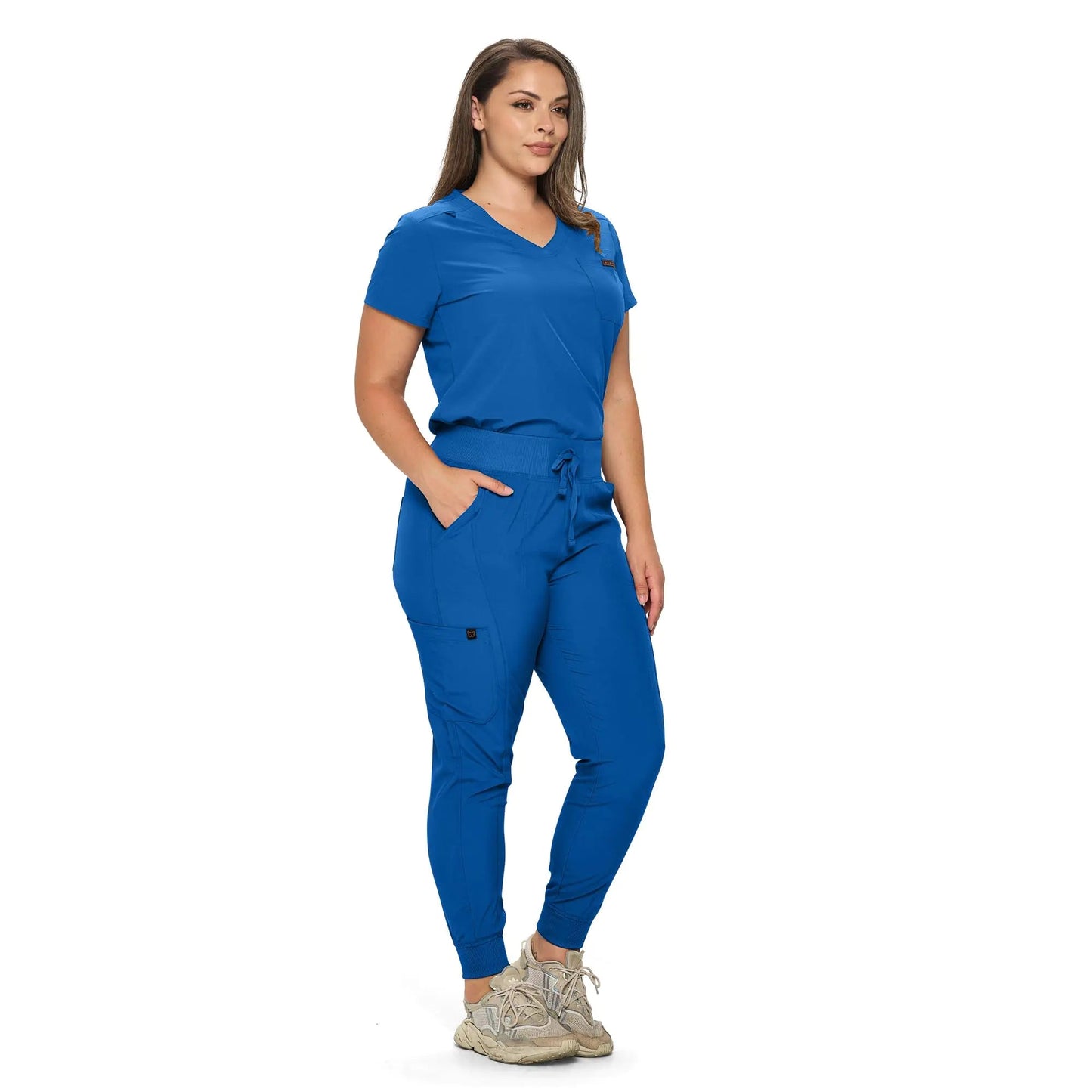 MONARCH UNIFORMS Stretchy Scrubs Women's Jogger Scrub Set In Regular and Petite Jogger Scrubs with Tuck - In Top for Women Royal Blue X - Small - Purcell's Clothing Company - 