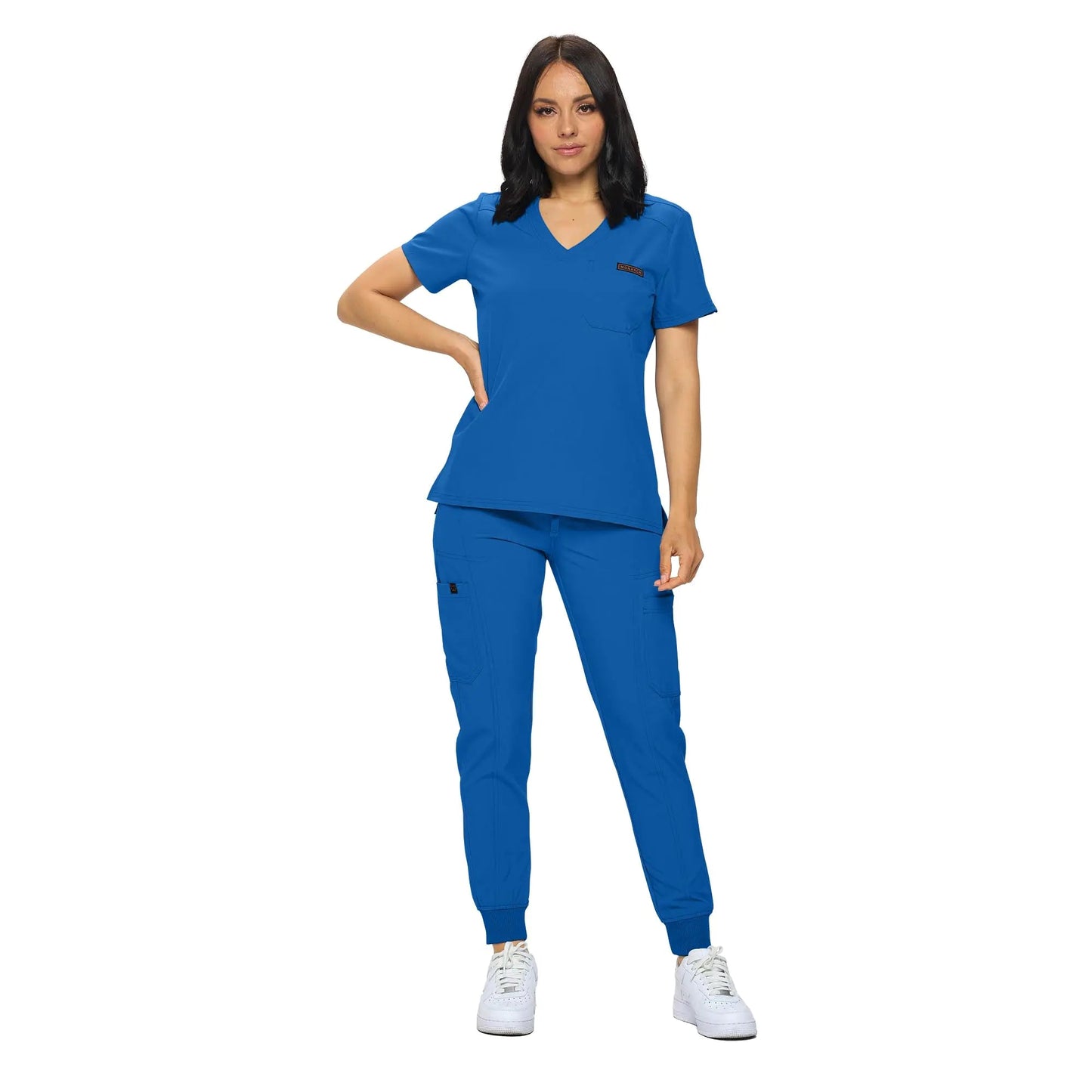 MONARCH UNIFORMS Stretchy Scrubs Women's Jogger Scrub Set In Regular and Petite Jogger Scrubs with Tuck - In Top for Women Royal Blue X - Small - Purcell's Clothing Company - 