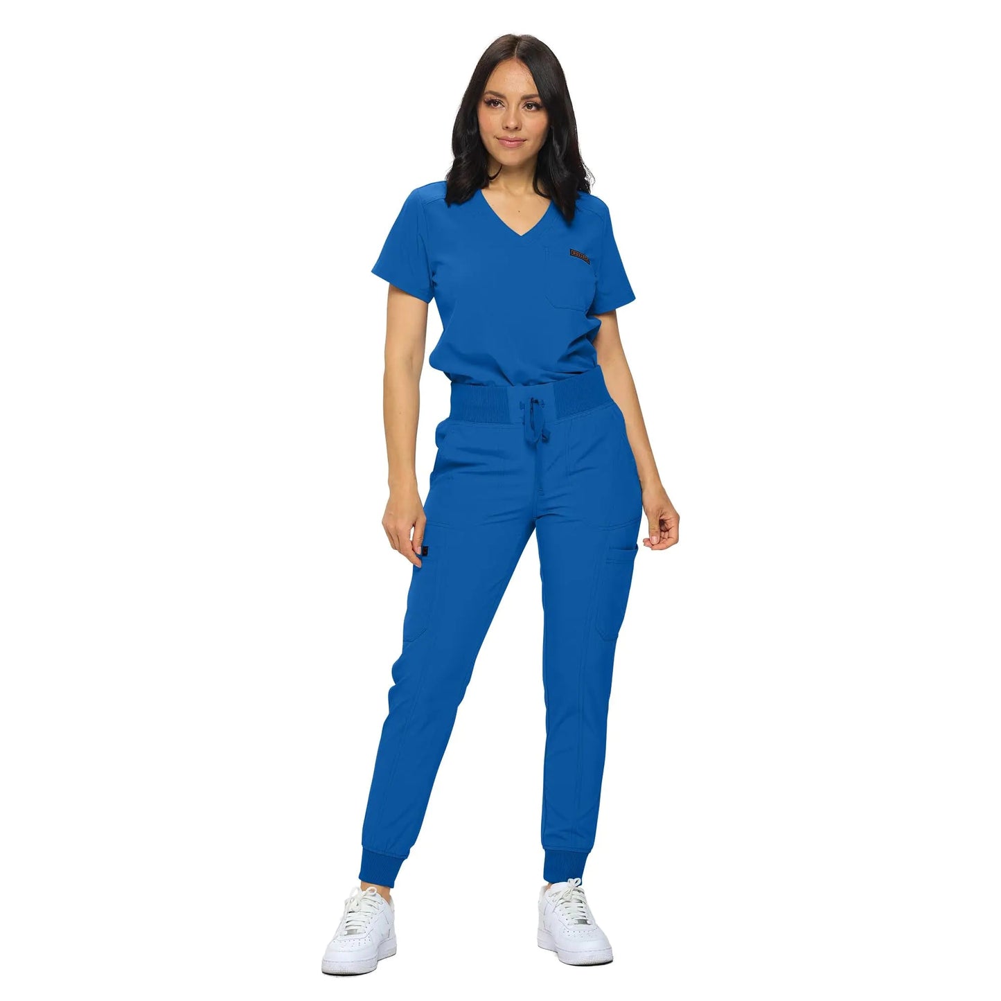 MONARCH UNIFORMS Stretchy Scrubs Women's Jogger Scrub Set In Regular and Petite Jogger Scrubs with Tuck - In Top for Women Royal Blue X - Small - Purcell's Clothing Company - 