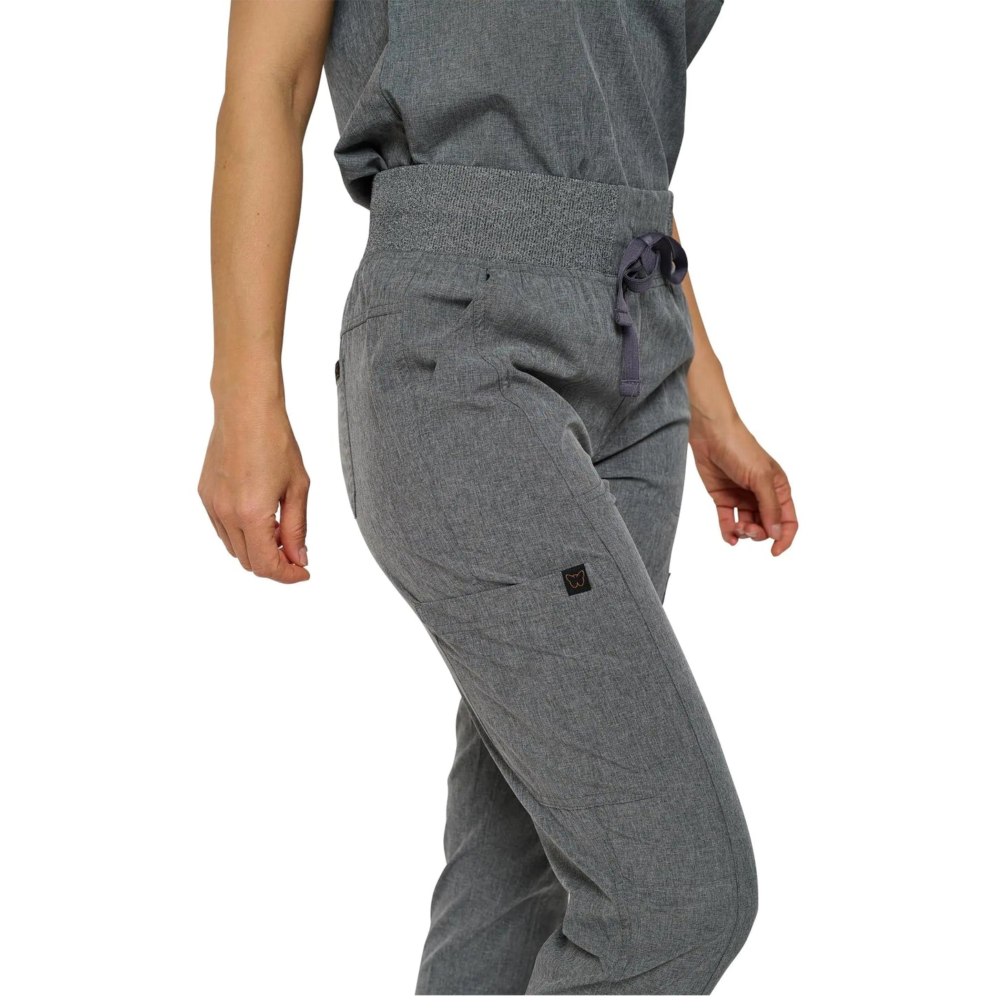 Monarch Uniforms Womens Jogger Scrubs Ribbed Jogger Scrub Pants for Women Medium Petite Heather Gray - Purcell's Clothing Company - 