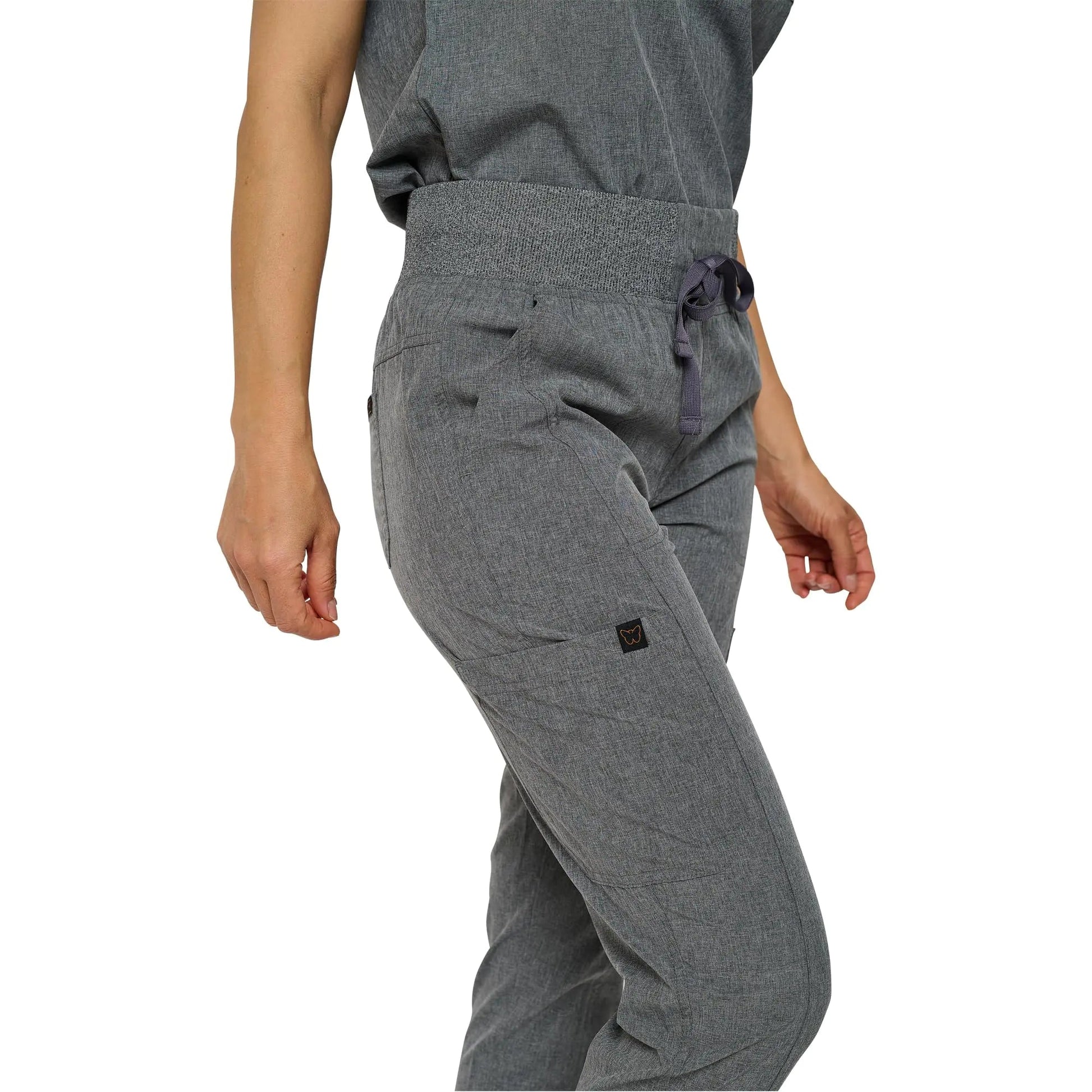 Monarch Uniforms Womens Jogger Scrubs Ribbed Jogger Scrub Pants for Women Medium Petite Heather Gray - Purcell's Clothing Company - 