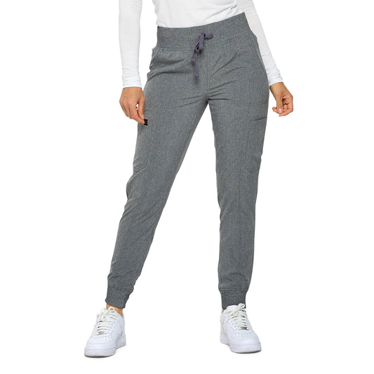 Monarch Uniforms Womens Jogger Scrubs Ribbed Jogger Scrub Pants for Women Medium Petite Heather Gray - Purcell's Clothing Company - 