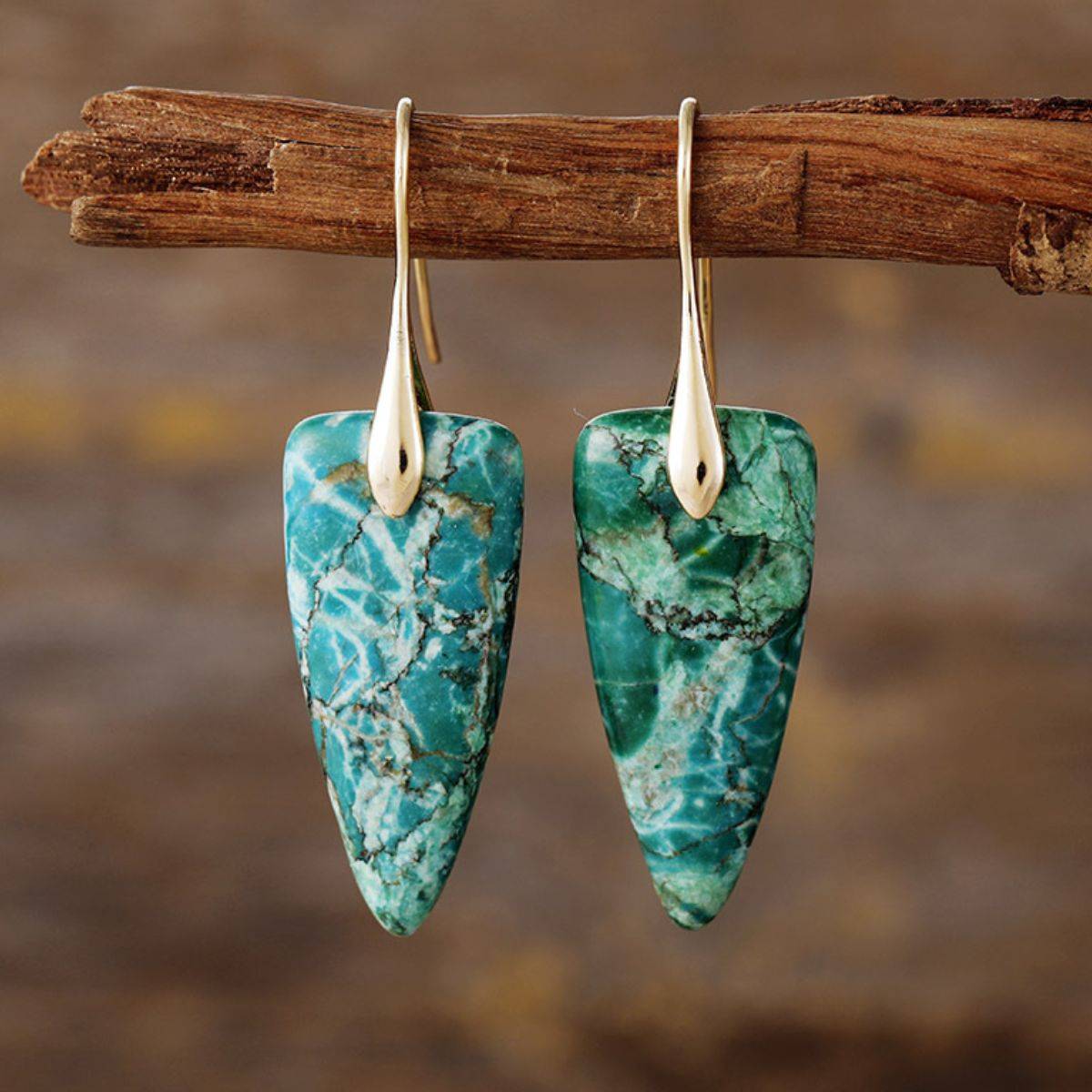 Natural Stone Geometric Shape Earrings - Purcell's Clothing Company - 