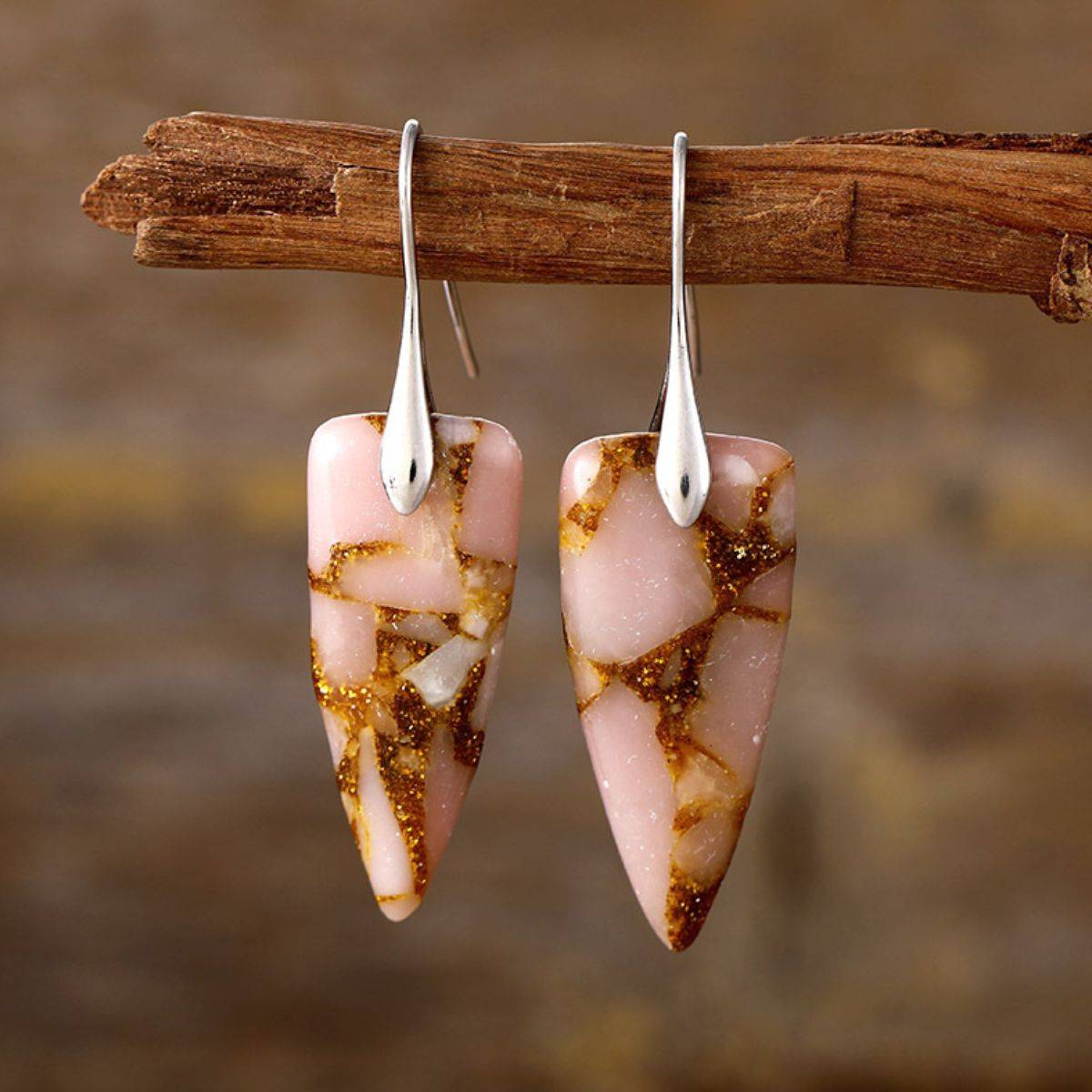 Natural Stone Geometric Shape Earrings - Purcell's Clothing Company - 