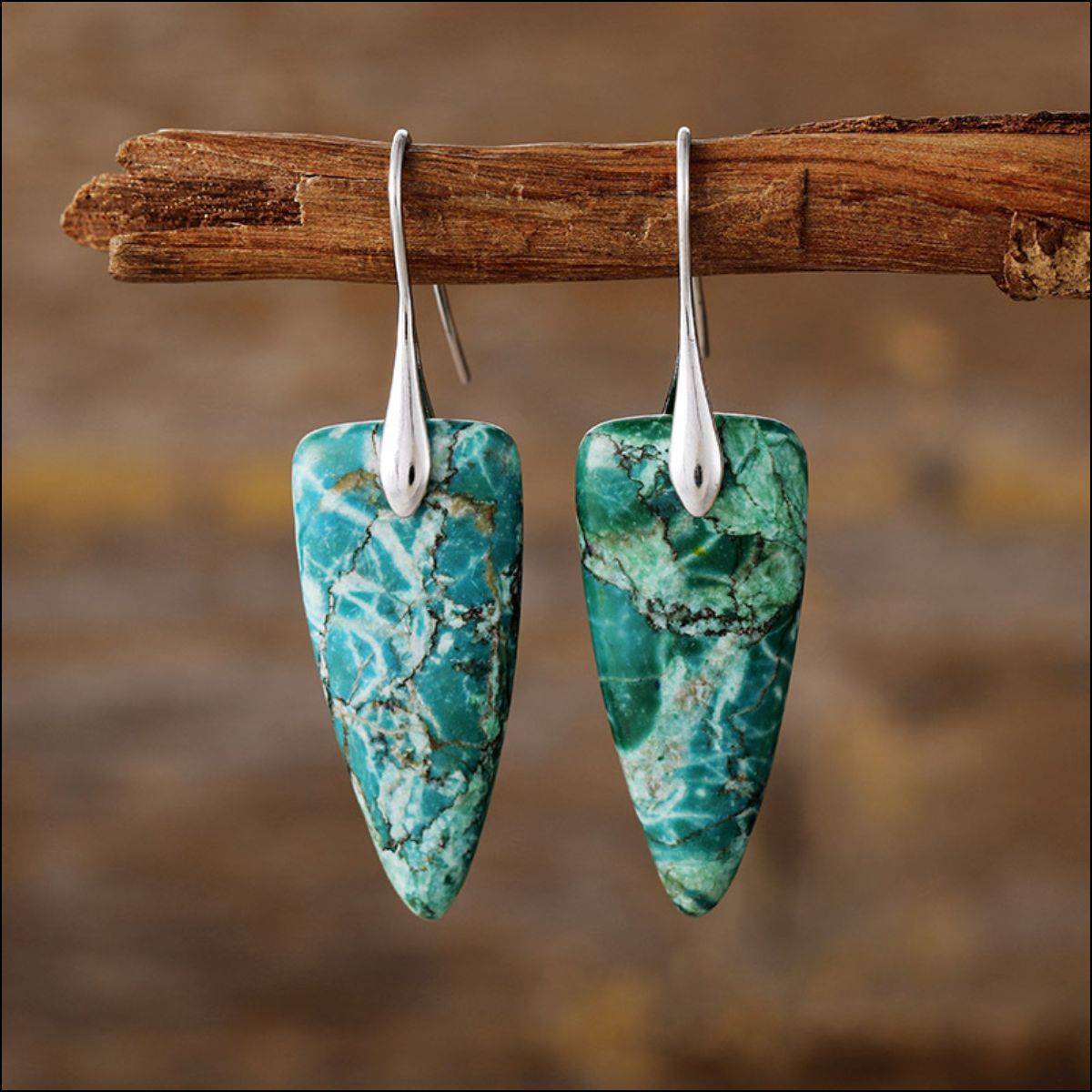 Natural Stone Geometric Shape Earrings - Purcell's Clothing Company - 