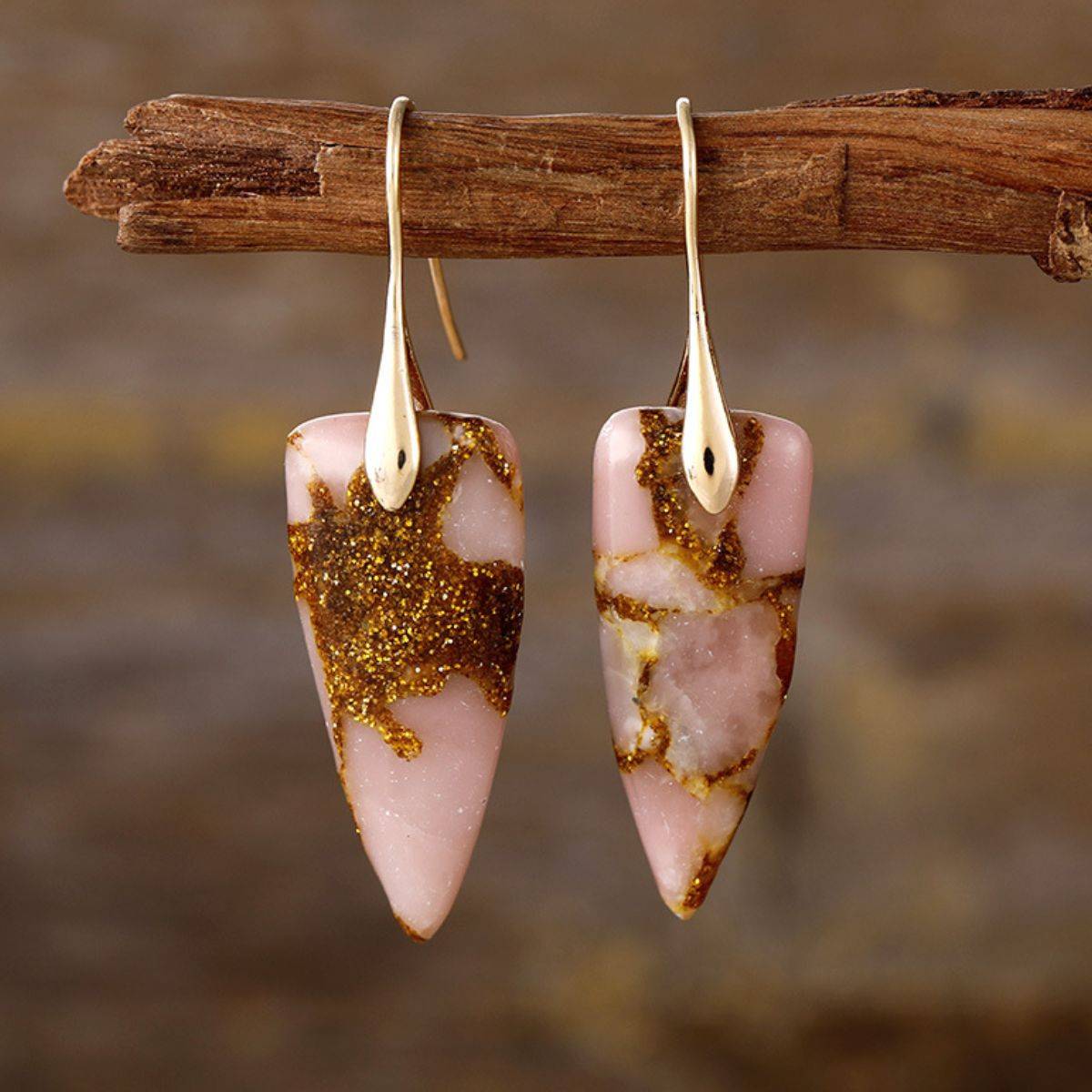 Natural Stone Geometric Shape Earrings - Purcell's Clothing Company - 