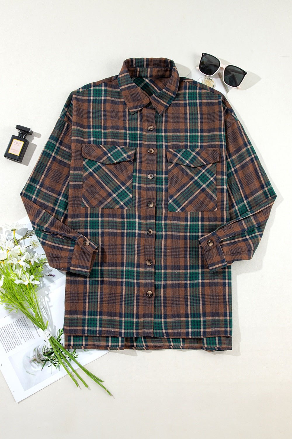 Plaid Button Up Long Sleeve Jacket - Purcell's Clothing Company - 