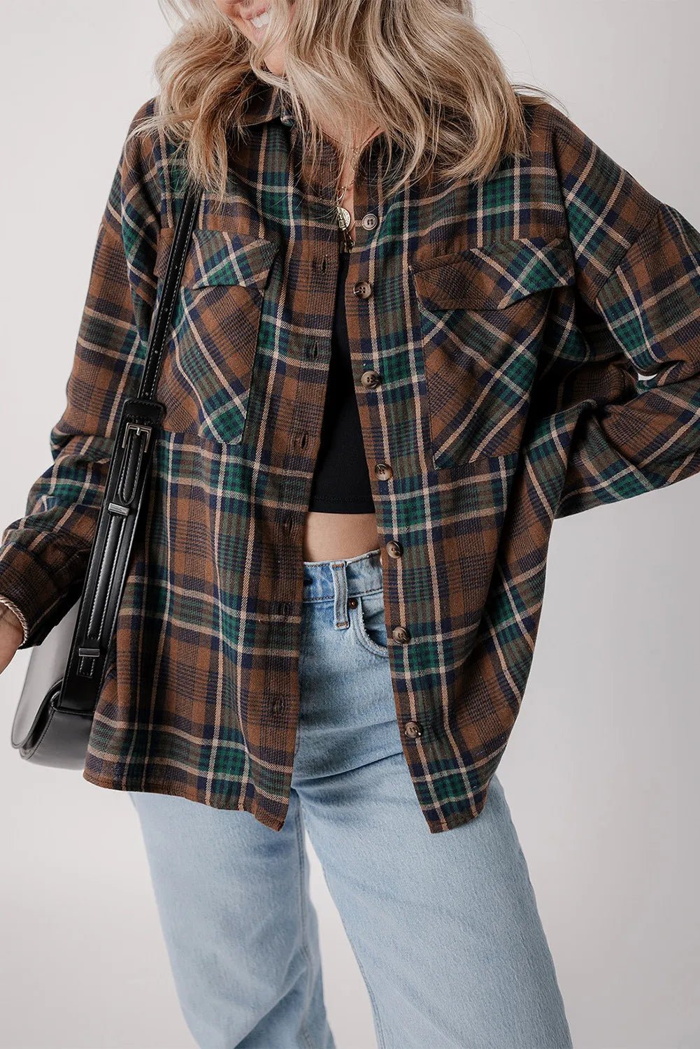 Plaid Button Up Long Sleeve Jacket - Purcell's Clothing Company - 