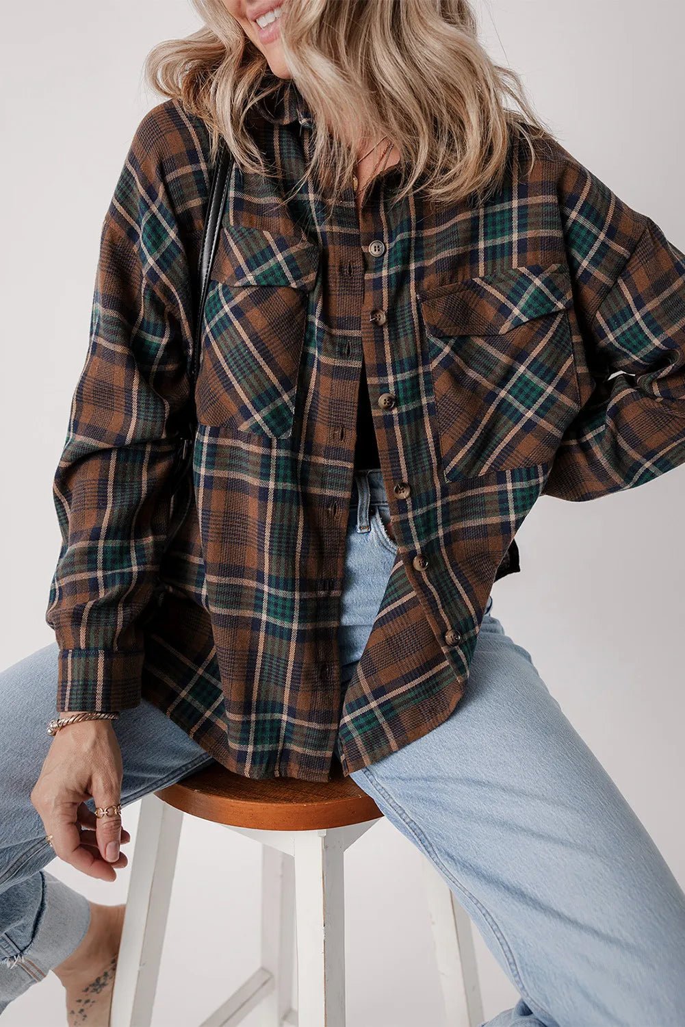 Plaid Button Up Long Sleeve Jacket - Purcell's Clothing Company - 