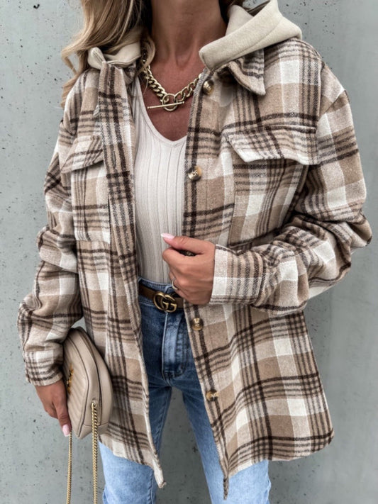 Plaid Dropped Shoulder Hooded Jacket - Purcell's Clothing Company - 