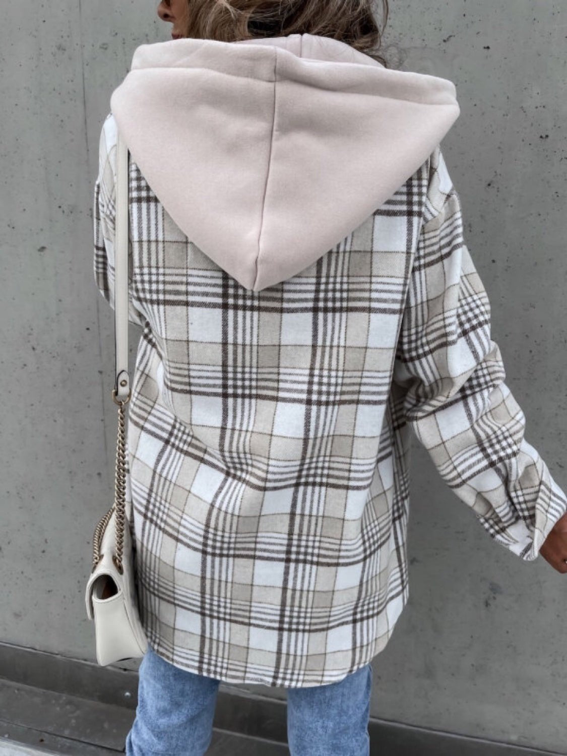 Plaid Dropped Shoulder Hooded Jacket - Purcell's Clothing Company - 