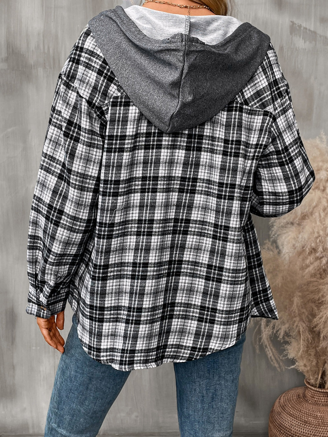 Plaid Long Sleeve Hooded Jacket - Purcell's Clothing Company - 