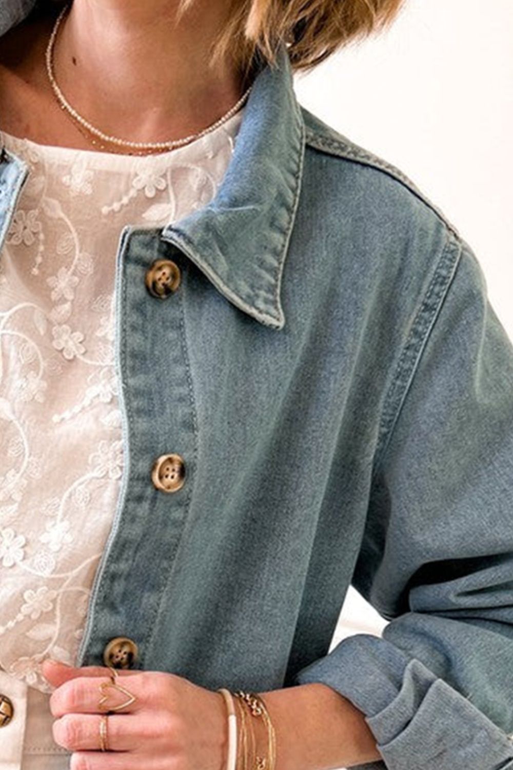 Pocketed Button Up Long Sleeve Denim Jacket - Purcell's Clothing Company - 