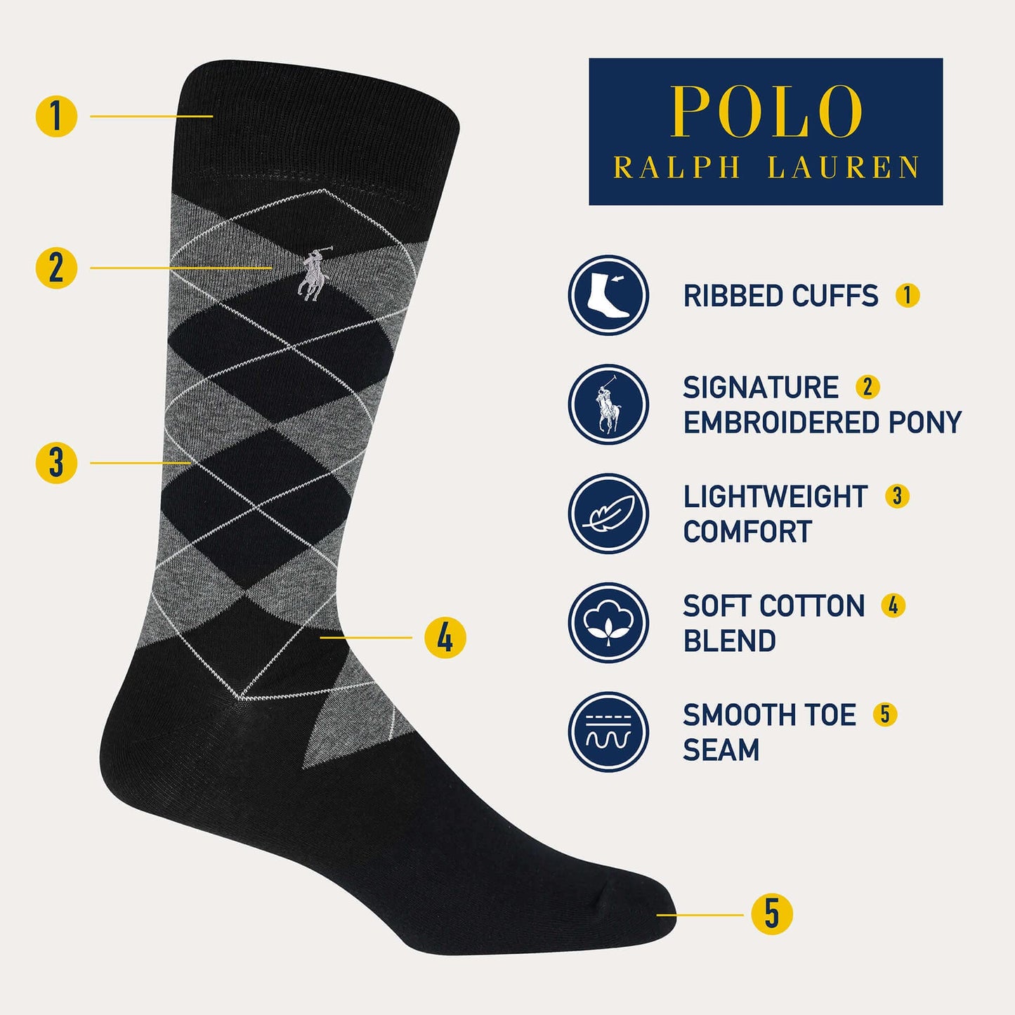 Polo Ralph Lauren Assorted Crew Socks (4 - Pack) - Purcell's Clothing Company - 