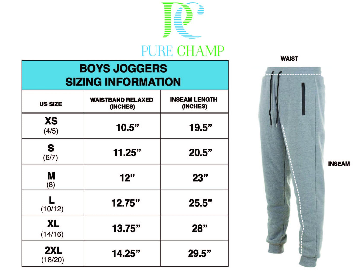 PURE CHAMP 3Pk Boys Sweatpants Fleece Athletic Workout Kids Clothes Boys Joggers with Zipper Pocket and Drawstring Size 4 - 20 - Purcell's Clothing Company - 