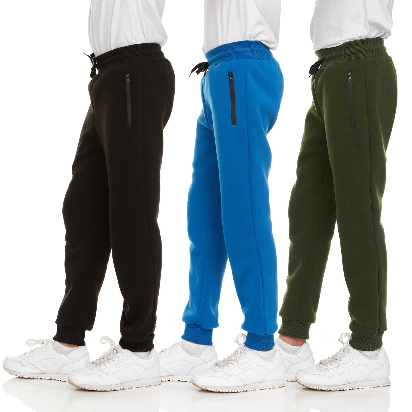 PURE CHAMP 3Pk Boys Sweatpants Fleece Athletic Workout Kids Clothes Boys Joggers with Zipper Pocket and Drawstring Size 4 - 20 - Purcell's Clothing Company - 