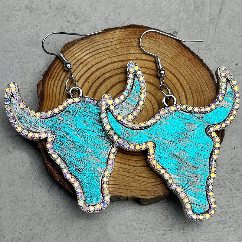 Rhinestone Bull Earrings - Purcell's Clothing Company - 