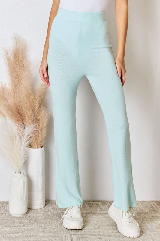 RISEN Full Size High Waist Ultra Soft Knit Flare Pants - Purcell's Clothing Company - 